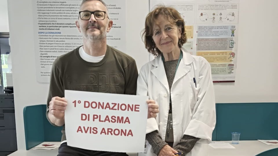 Avis Arona, effettuata la prima donazione di plasma. Presente macchinario fisso